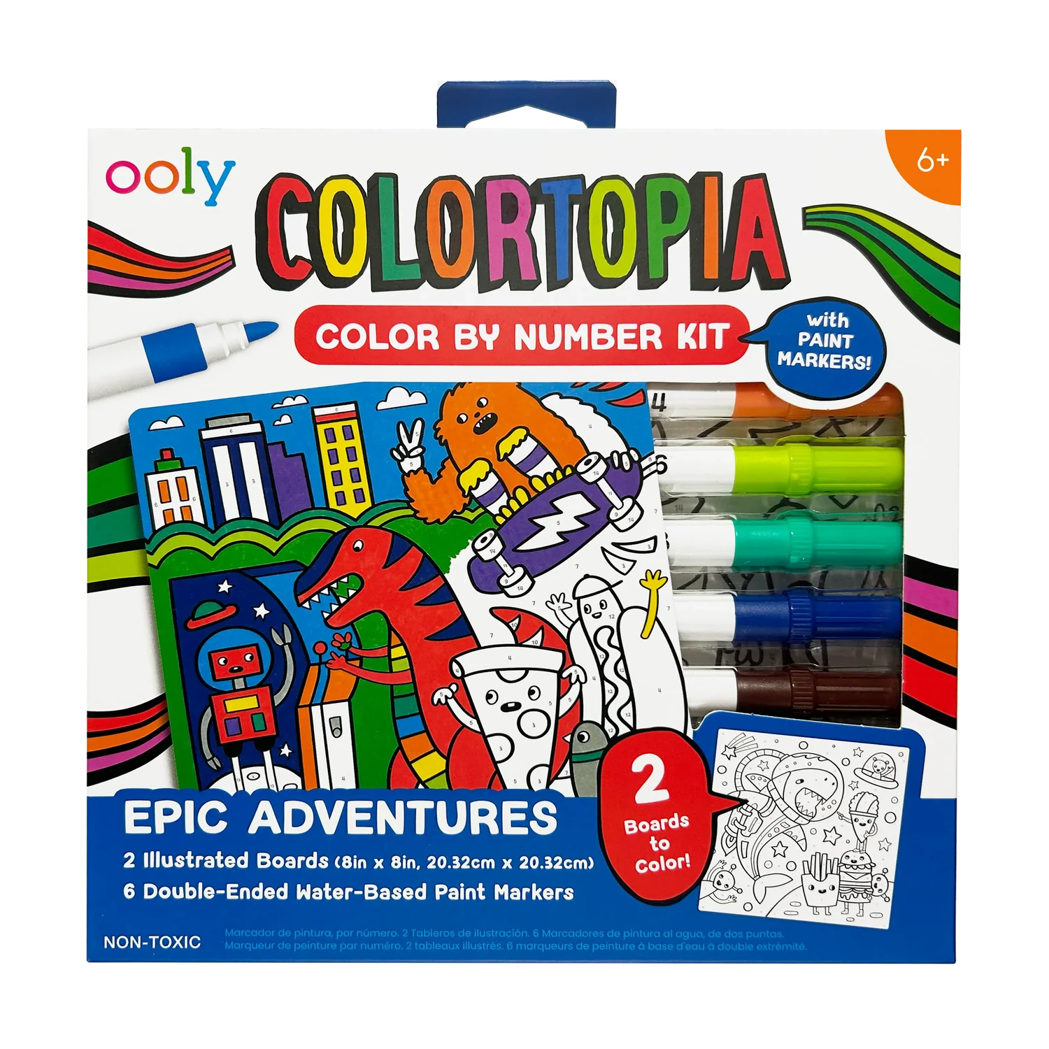 Colortopia - Aventuras épicas - Kit de marcadores de pintura para colorear por numeros