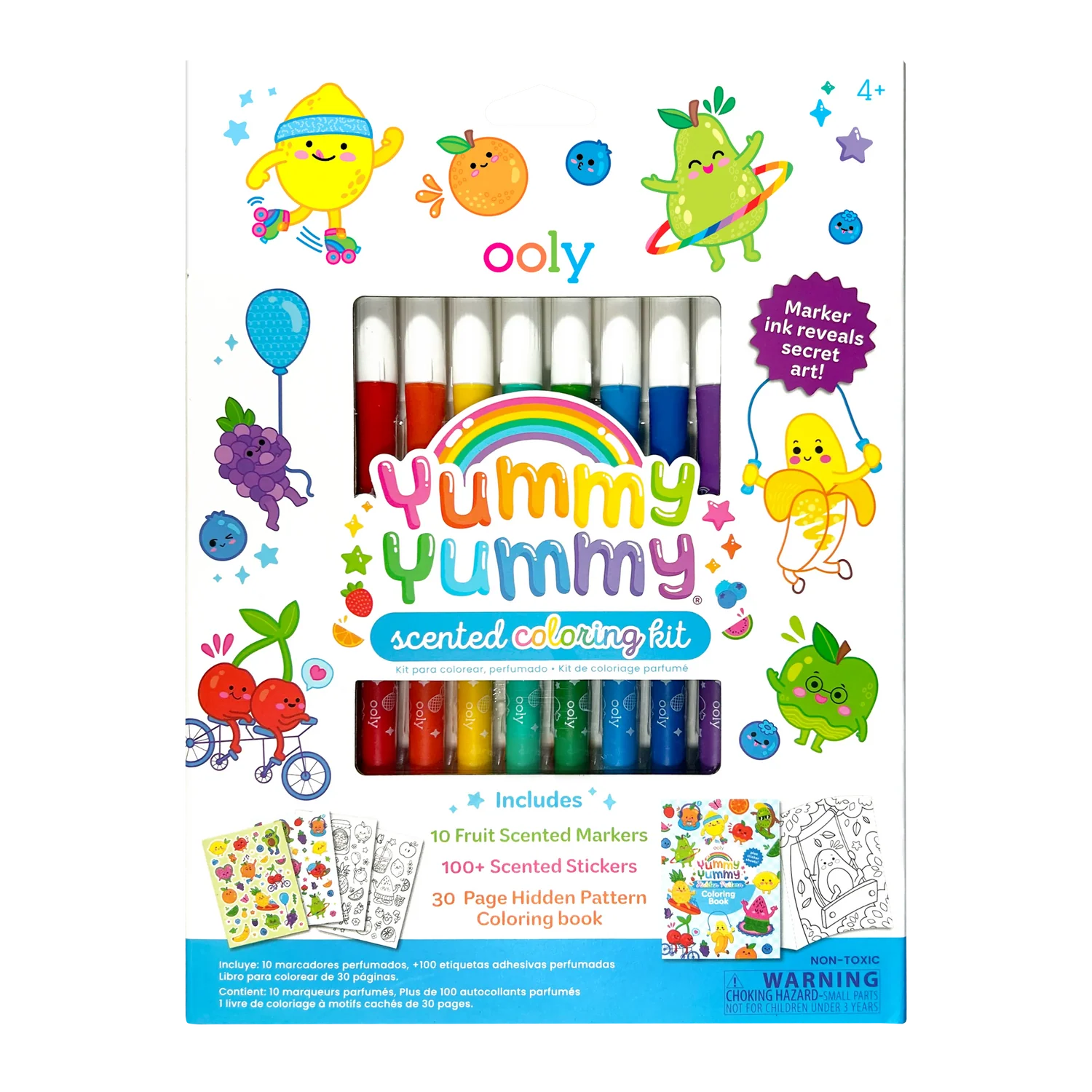 Kit colorear con aroma Yummy Yummy: marcadores, calcomanías y libro para colorear