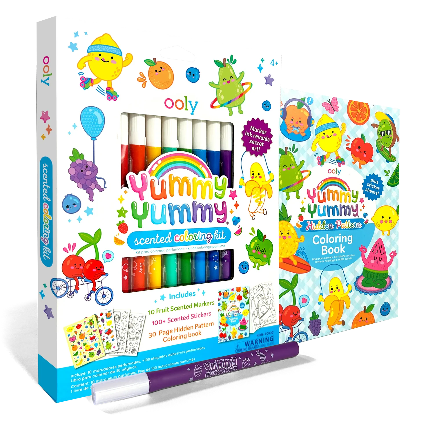 Kit colorear con aroma Yummy Yummy: marcadores, calcomanías y libro para colorear