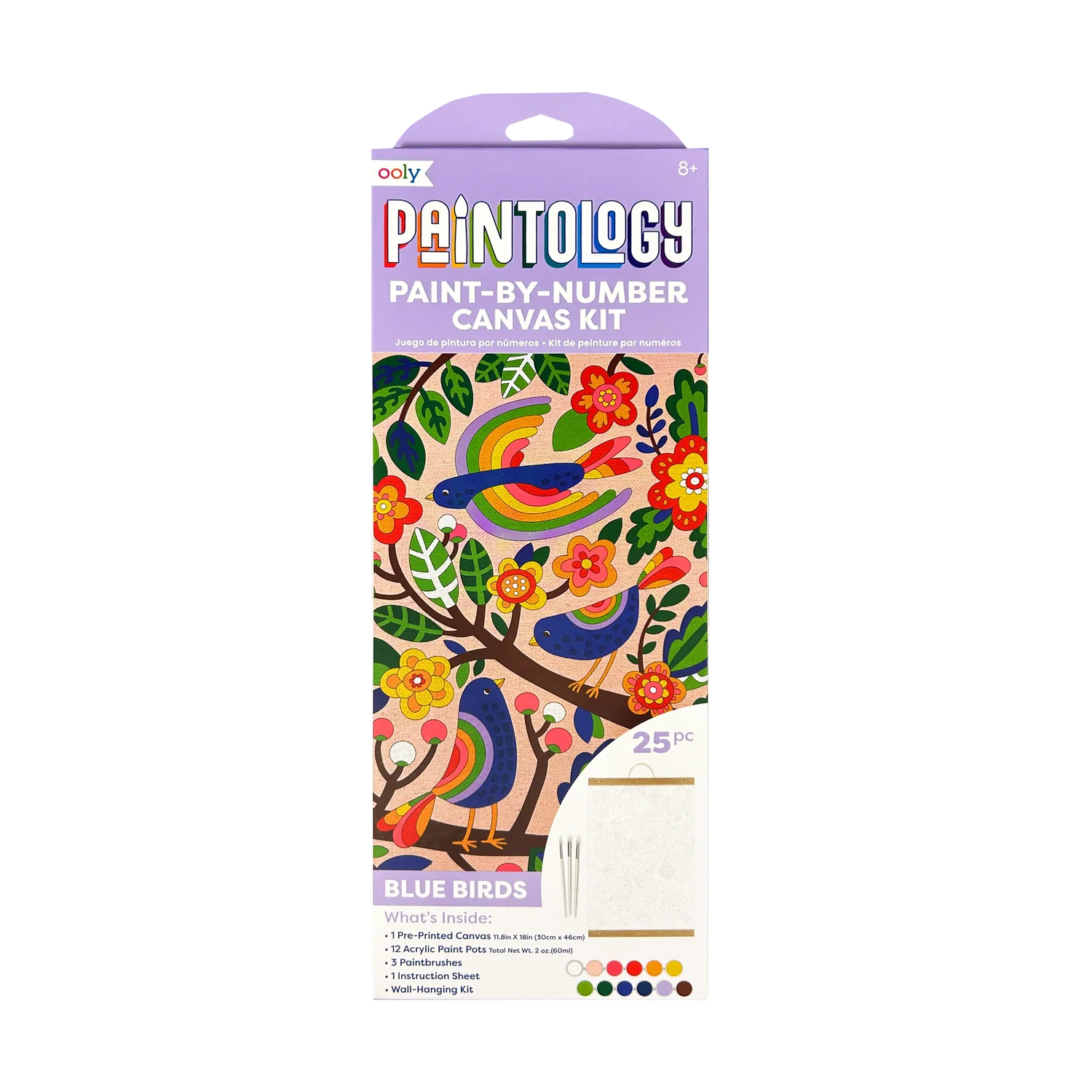 Paintology - Kit de lienzo para pintar por numeros pájaros azules