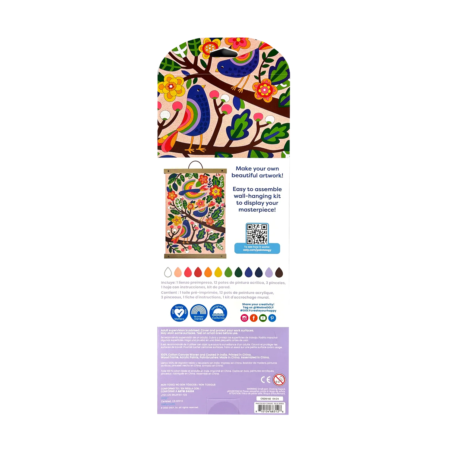 Paintology - Kit de lienzo para pintar por numeros pájaros azules