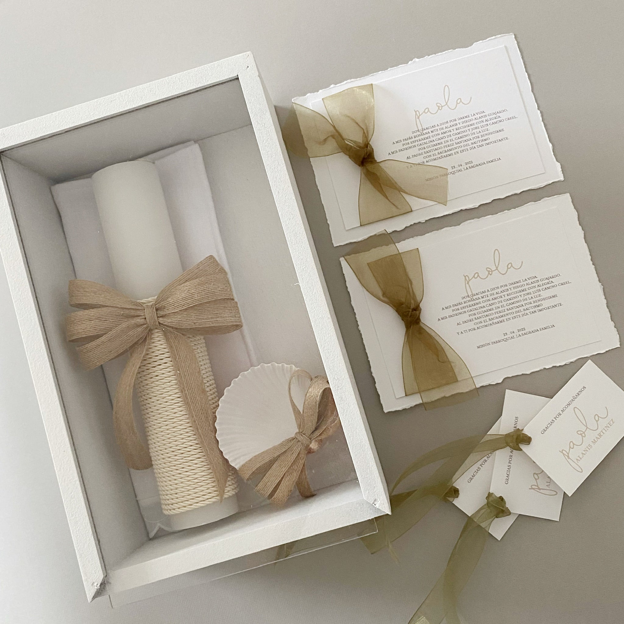 Caja de bautizo madera blanca