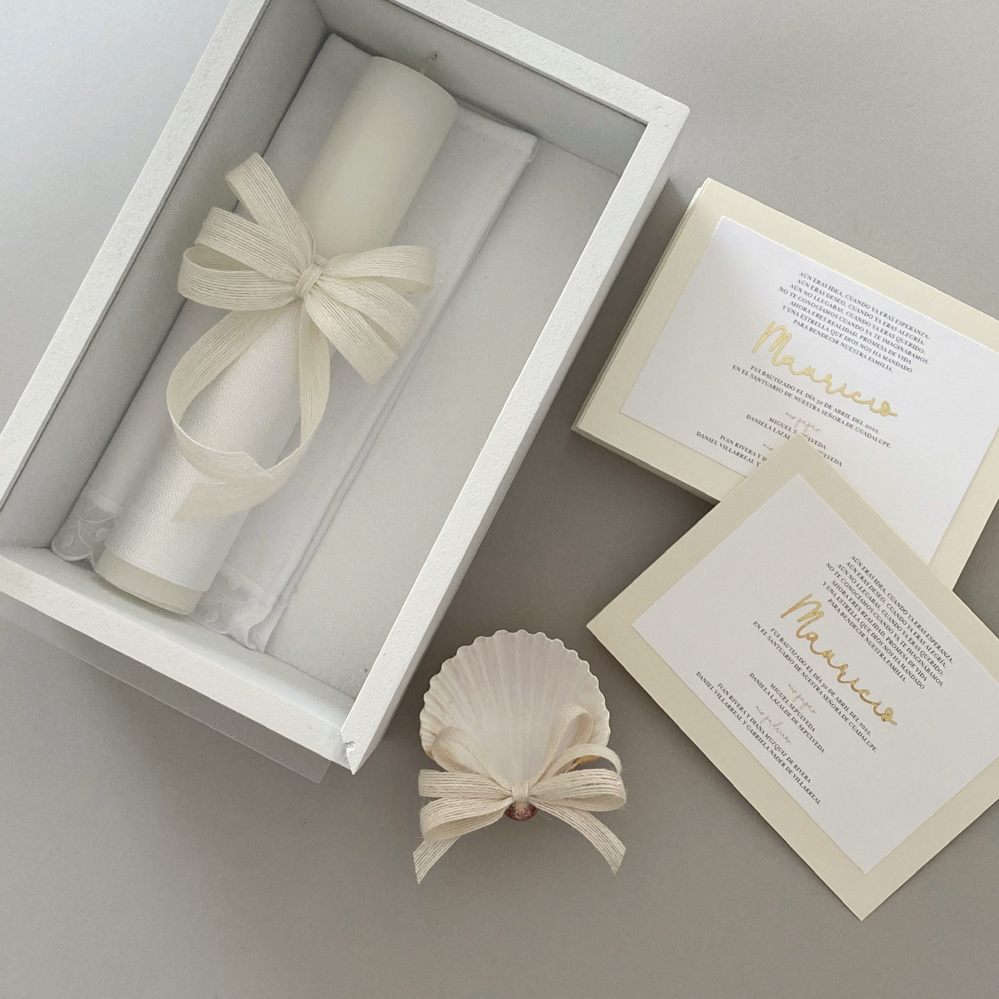 Caja de bautizo madera blanca